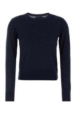 Ralph Lauren Navy Blue Solid Crew Neck Sweater