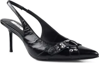 Zigi Soho Buena Slingback Pointed Toe Pump in Black Leather at Nordstrom, Size 11