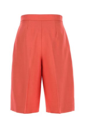 Agnona Womens Coral Wool Blend Bermuda Shorts Lightredsunset
