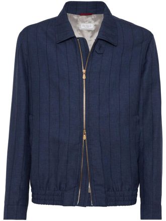 Brunello Cucinelli Giacca a righe - Blu