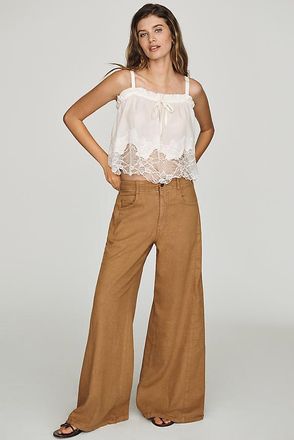 Pilcro Adi Linen Blend Mid-Rise Flare Pants