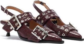 Ganni Pointed Toe Slingback Pump in Burgundy at Nordstrom, Size 11Us