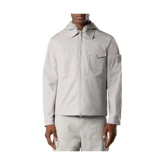Stone Island Light Jackets, male, Beige, Size: XL Cotton Ghost Overshirt