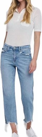 Flying Monkey Poppy Fray Hem Straight Jeans In Blue