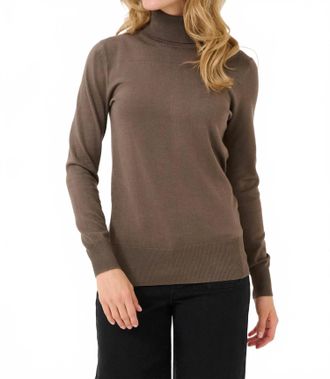 Kaffe Kaastrid Long Sleeve Roll Neck Pullover In Brown