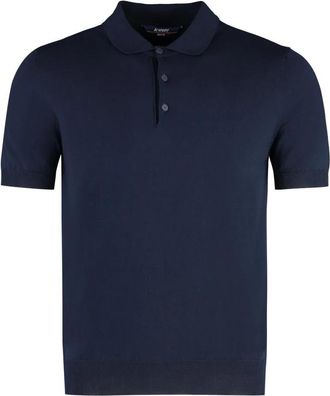 K-Way Korte Mouw Gebreide Poloshirt - Heren - Polos - Blauw - 2XL - Tops