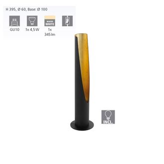 Eglo Lampada Da Tavolo Moderna Barbotto Acciaio Nero 1 Luce Gu10 4,5w