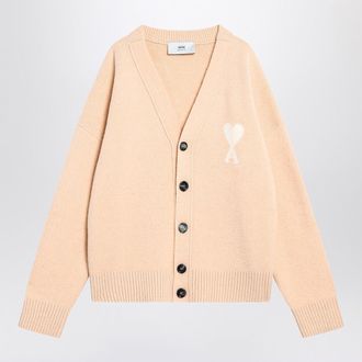 Ami Light Beige Wool Cardigan Ami De Coeur