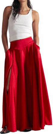 Free People Chico Satin Maxi Skirt In Red