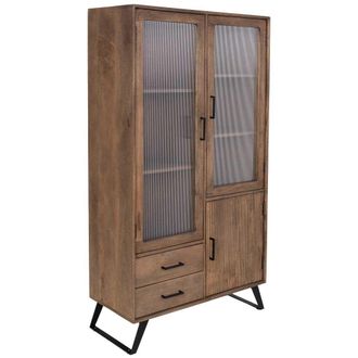 Wanderlust Deco Vitrina De Madera Artesanal Marr&oacute;n 90x40x170h Cm