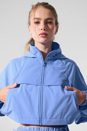 Alo | Cropped Playmaker Jacket in Crystal Clear Blue, Size: Medium