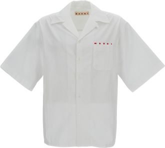 Marni White Cotton Short-Sleeve Logo Shirt