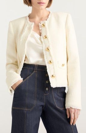 Cinq &agrave; Sept Christie Tweed Jacket in Gardenia at Nordstrom, Size 16