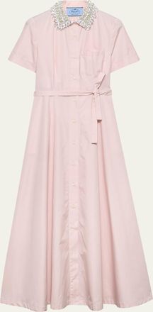 Prada Embroidered Poplin Shirtdress