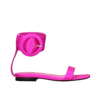 The Attico Flat Sandals, female, Pink, 6 1/2 UK, Pink Satin Open Toe Sandals