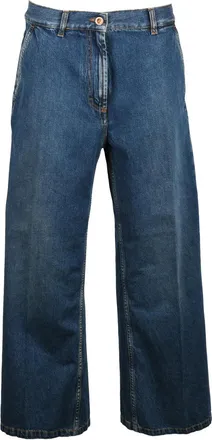 Aspesi Blue Wide-Leg Rigid Cotton Jeans