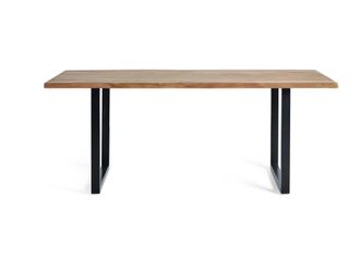 Giner&Colomer Mesa comedor en madera acacia natural y patas de metal negro
