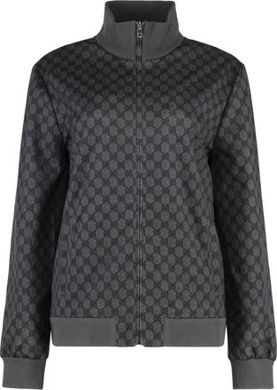 Gucci Hoodies & sweatvesten, Dames, Zwart, M, Katoen, Cotton blend sweatshirt met volledige rits