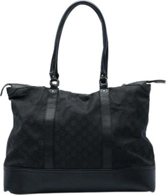 Gucci Pre-owned Vintage Canvas Tote - Dames - Vintage Shopper - Zwart - ONE Size - Leer - Vintage