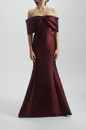 Amsale Off-the-Shoulder Bow Gown in Ruby at Nordstrom, Size 6