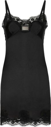 Dolce & Gabbana Lace-Trim Mini Dress - Womens - Cotton/Elastane/Nylon/Silk