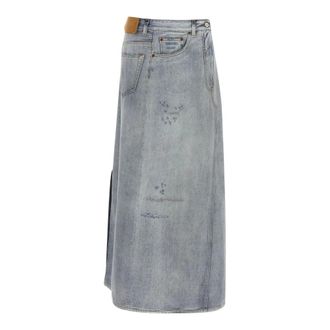 Maison Margiela Denim Skirts, female, Gray, Size: XS Asymmetric Denim Skirt