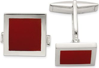 Diamond2Deal Sterling Silver Red Agate Cuff Links