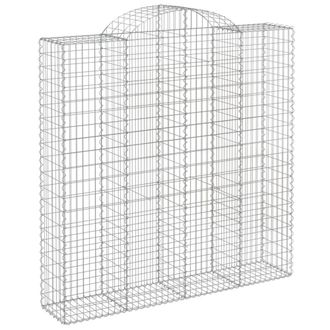 Berkfield Home Decorative Arched Gabion Baskets 2 pcs 200x50x200/220 cm Galvanis in Silver