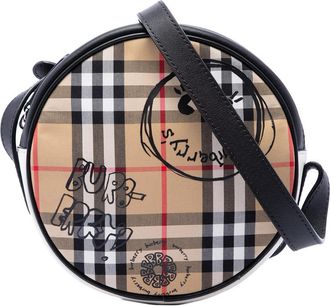 Burberry Pre-owned Burberry House Check Canvas and Calfskin Cartoon Print Round Crossbody Ladies T2675PK3FR2REF04