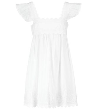 Juliet Dunn Baby Doll embroidered cotton mini dress