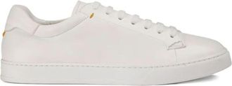 Doucal's White Minimalist Taupe Calf Leather Rubber Sole Sneakers