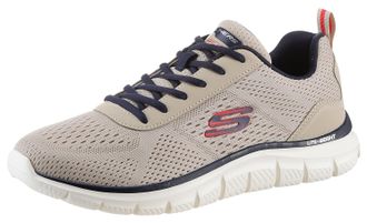 Skechers Schn&uuml;rschuh SKECHERS TRACK-LESHUR, Herren, Gr. 47,5, blau (taupe, navy), Lederimitat, Textil, Schuhe Schn&uuml;rschuh, Freizeitschuh, Trainingsschuh im Mat