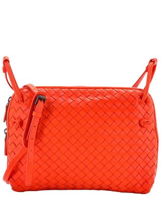 Bottega Veneta Orange Intrecciato Leather Nodini Crossbody Small (Authentic Pre-Loved)