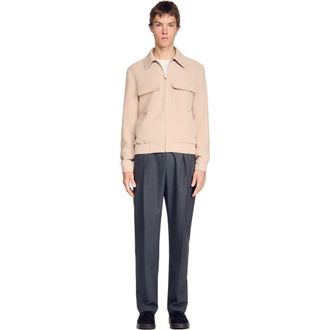 Sandro Waffle-effect zip-up jacket in Cappucino at Nordstrom, Size Xx-Large