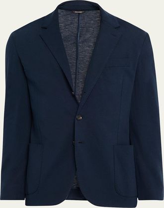 Loro Piana Mens Pique Single-Breasted Sweater Jacket