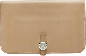 Herm&egrave;s Argile Beige Swift Leather Long Wallet (Bi-Fold) (Pre-Owned)