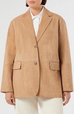 Marina Rinaldi Olivi Suede Blazer in Beige at Nordstrom, Size 14 - W