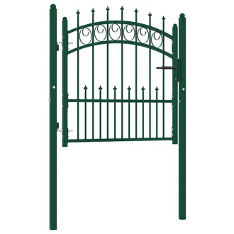vidaXL Puerta De Valla Con Picos Acero Verde 100x100 Cm Vidaxl