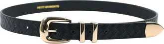 Petit Moments Atlas Faux Leather Belt in Black Woven/gold at Nordstrom, Size Medium/large