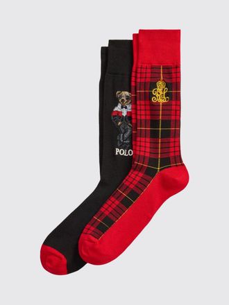 Polo Ralph Lauren Set di due paia di calze in cotone con motivo Tartan e Teddy Bear