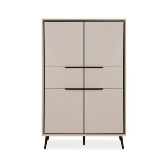 Calicosy Aparador alto 4 puertas 2 cajones a140 cm - topo y negro