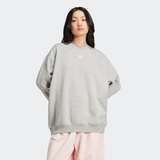 adidas Sweatshirt ADIDAS ORIGINALS ESSENTIALS LONG OVERSIZED, Damen, Gr. XXL, medium grau heather, Obermaterial: 80% Baumwolle, 20% Polyester, Rundhals, ange