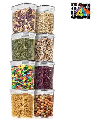 Sorbus Set Of 8 Food Storage Containers With Lids, Measuring Spoons & Labels