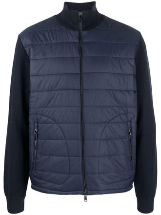 Ralph Lauren Purple Label zip-front padded-panel sweater - men - Polyamide/Wool/Polyamide/Polyester - L - Blue