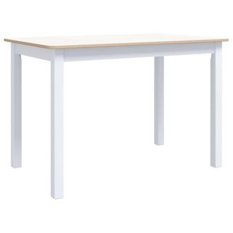 Berkfield Home Dining Table White & Brown 114x71x75 cm Solid Rubber Wood | Size: 114 x 71 x 75 cm