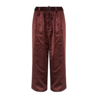 Yohji Yamamoto Broeken, Dames, Rood, XS, Polyester, Satin Gradient 3 Strepen Track Pants