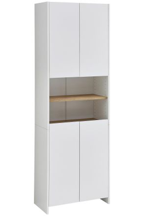 Xora Hochschrank, Weiß, Eichefarben, Holzwerkstoff, 4 Fächer, 61.6x182.8x32.2 cm, Made in Germany, stehend, Badezimmer, Badmöbel, Hochschränke