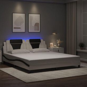 vidaXL Vidaxl - Giroletto con Luce led Bianco e Nero 180x200 cm in Similpelle