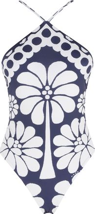 Farm Rio Blue White Palermo Printed Polyamide One-Piece Swimsuit