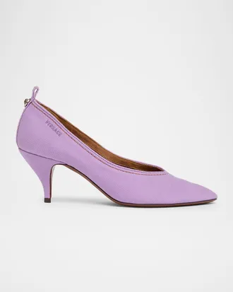 Versace 65mm Canvas Pointed-Toe Pumps